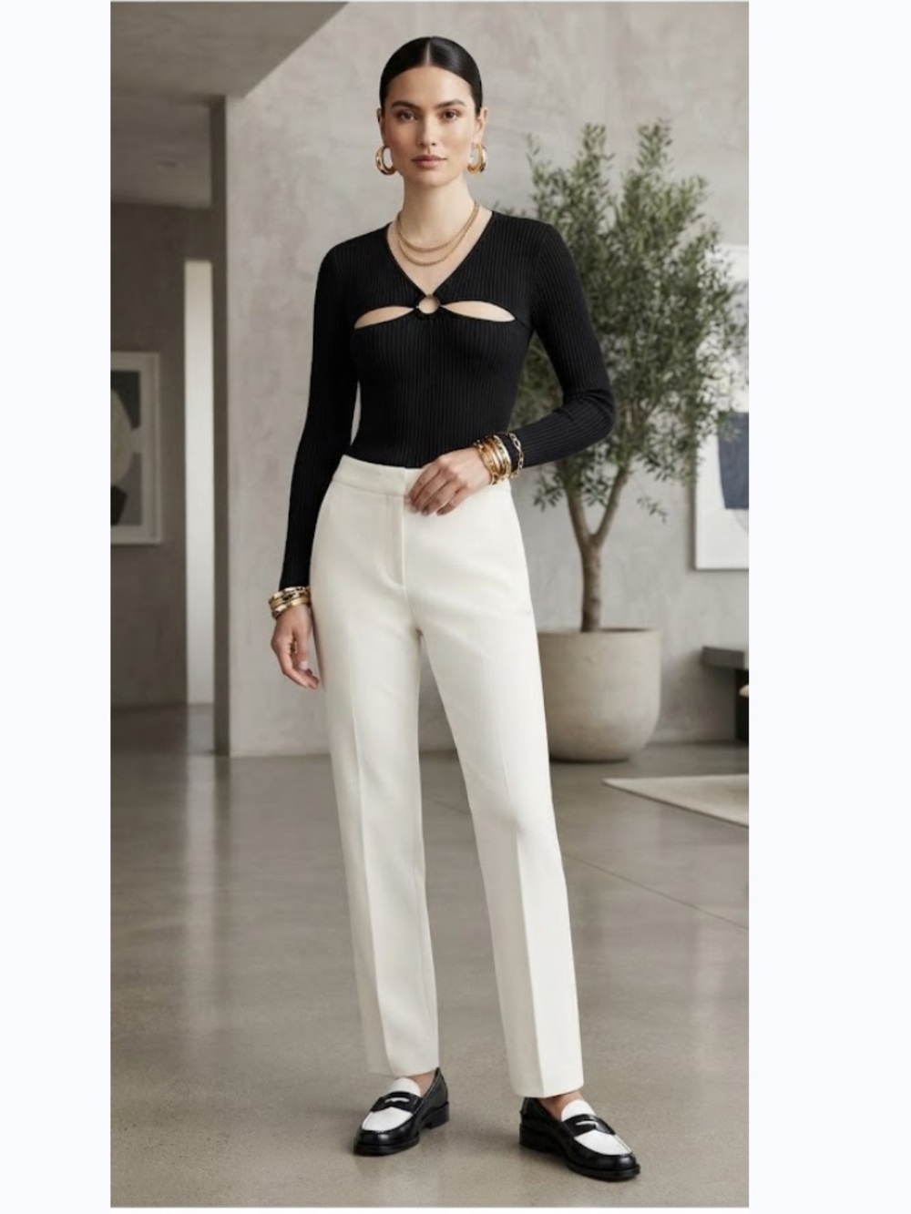 ANNA QUAN Laila Black Rib Knit Cutout Top US 2 AU 6 Going Out Quiet Luxury